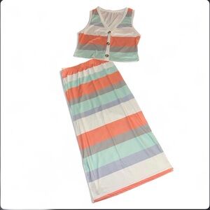 SHEIN Multicolor Striped Maxi Skirt Set